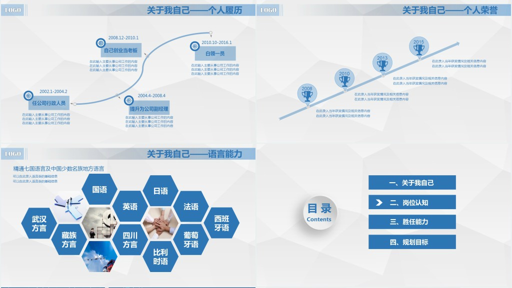 时尚个性简约岗位竞聘PPT模板幻灯片