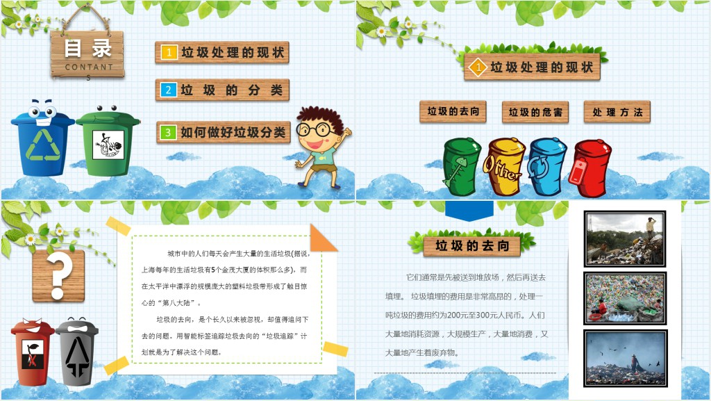 卡通风垃圾分类知识讲座PPT课件 卡通风垃圾分类知识讲座PPT课件