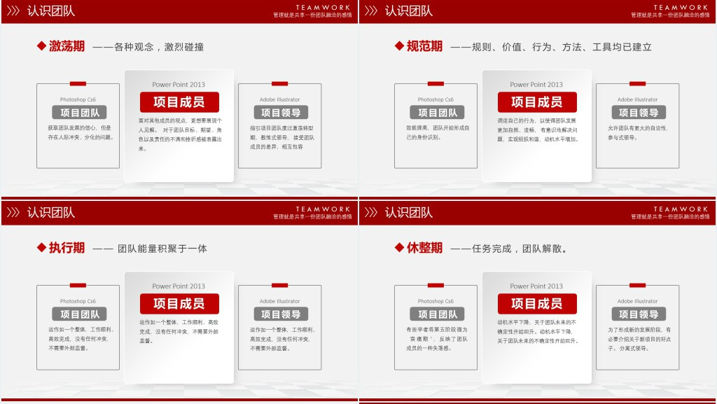 微立体3D小人红色简约大气企业团队管理团队建设培训PPT模板