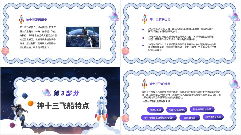 神州十三号飞船PPT模板