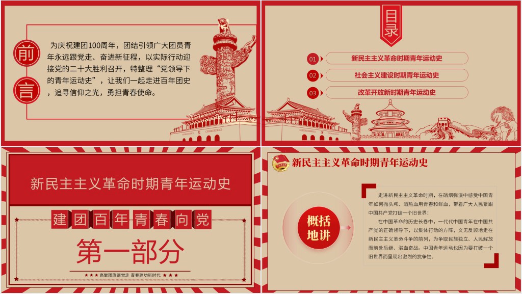 中国青年运动史建团百年青春向党PPT课件 中国青年运动史建团百年青春向党PPT课件