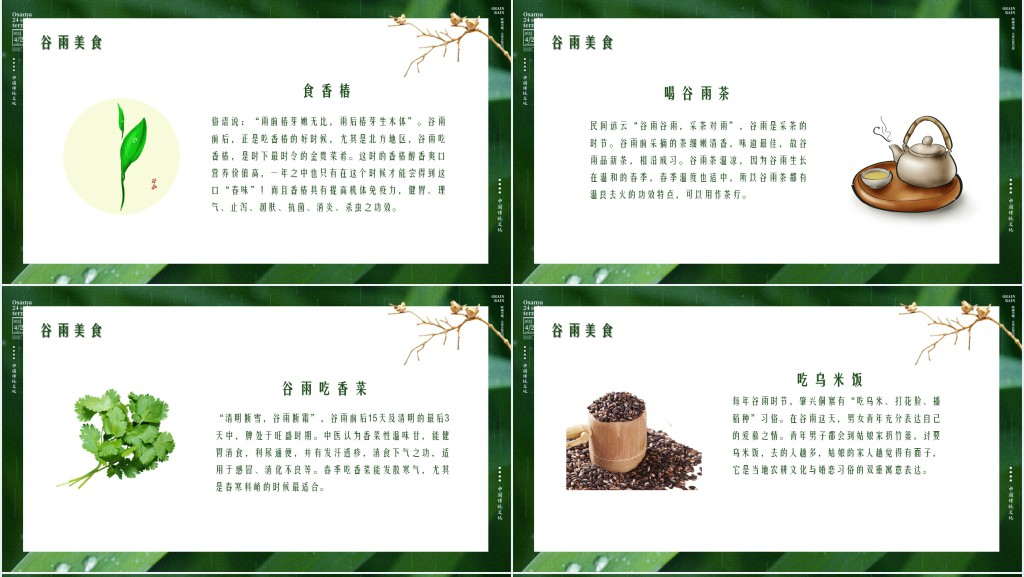 谷雨节气的传统美食风俗PPT模板 谷雨节气的传统美食风俗PPT模板