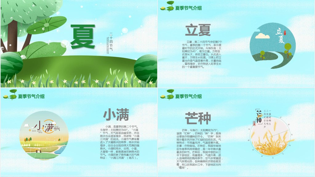 二十四节气每个节气简单介绍PPT模板 二十四节气每个节气简单介绍PPT模板