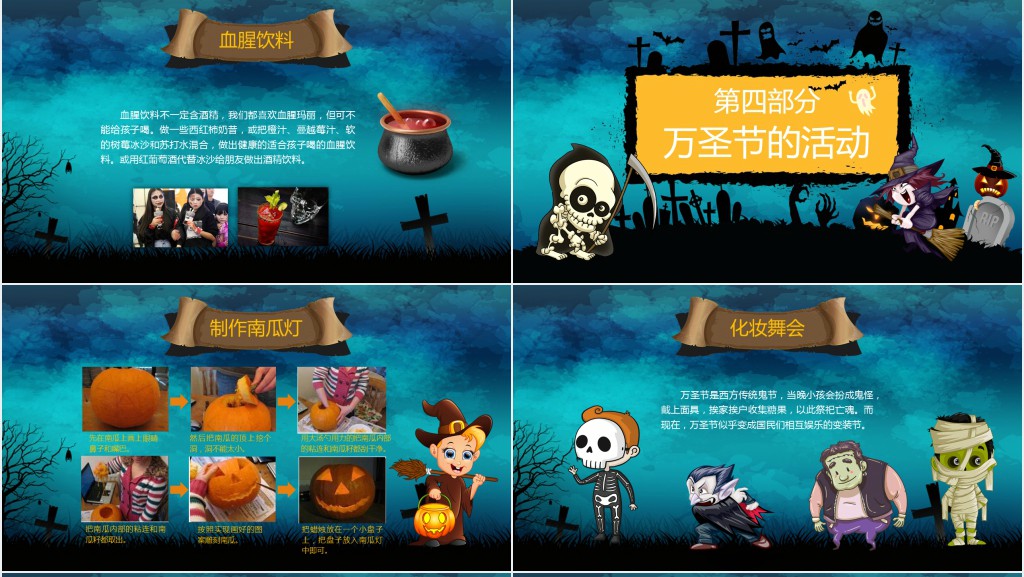 卡通万圣节节日介绍主题班会PPT课件