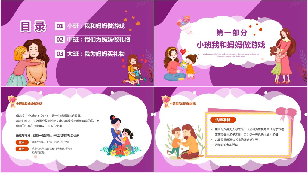 幼儿园母亲节感恩活动策划案PPT模板 幼儿园母亲节感恩活动策划案PPT模板