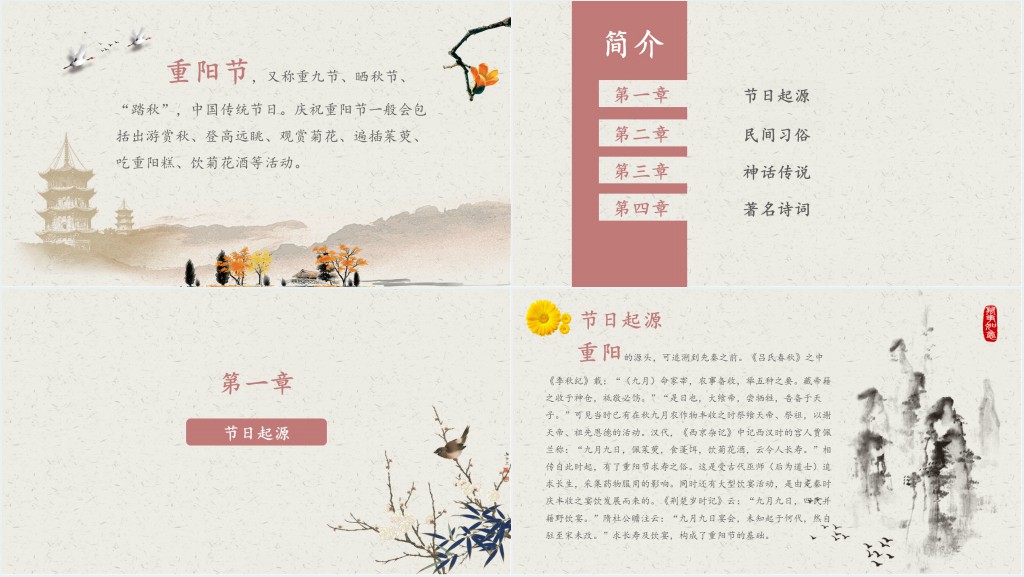 重阳节日起源介绍PPT模板