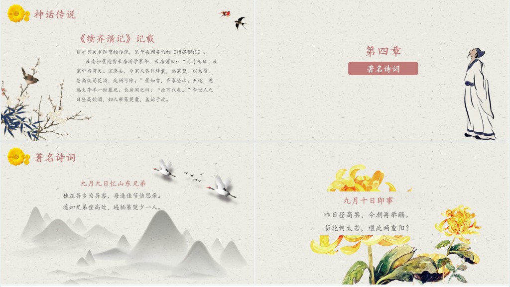 重阳节日起源介绍PPT模板