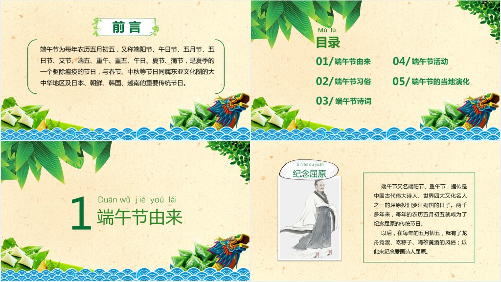 了解端午节的知识PPT模板