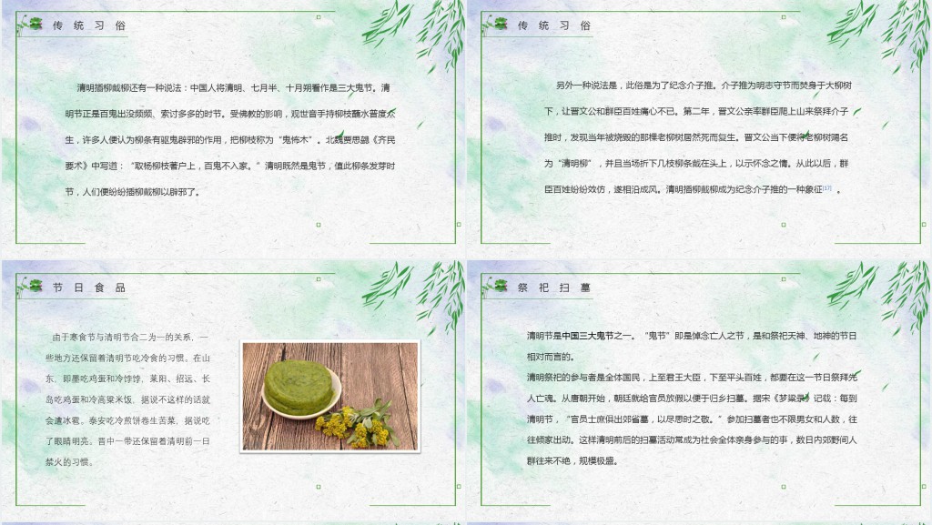 清明节起源历史简介PPT模板 清明节起源历史简介PPT模板