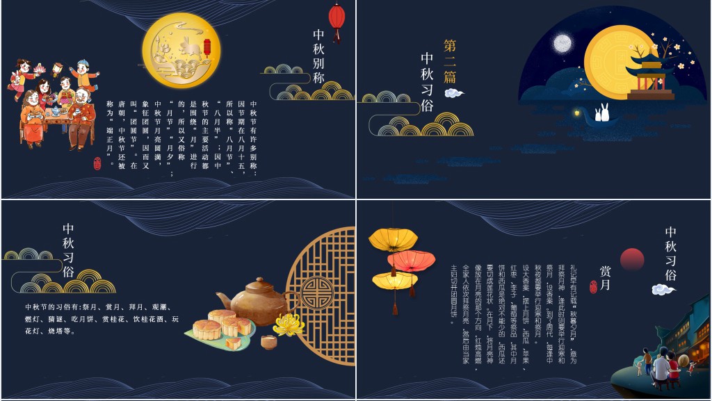 中秋节的节日习俗PPT模板 中秋节的节日习俗PPT模板