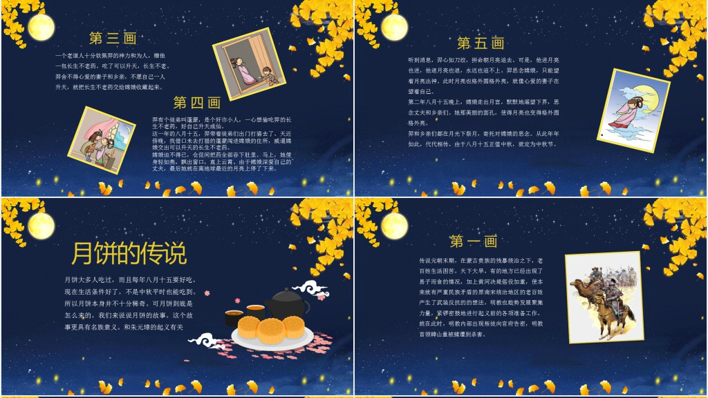中秋节的来历故事PPT模板 中秋节的来历故事PPT模板