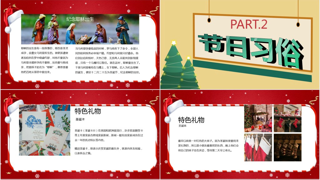 红色圣诞节快乐PPT模板