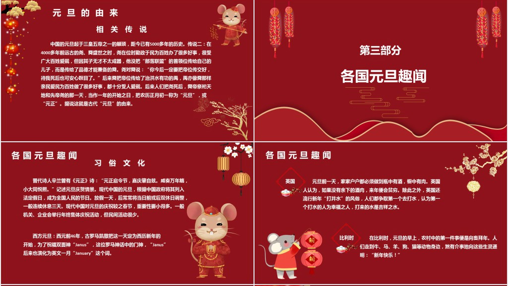 世界各国元旦节习俗PPT模板 世界各国元旦节习俗PPT模板