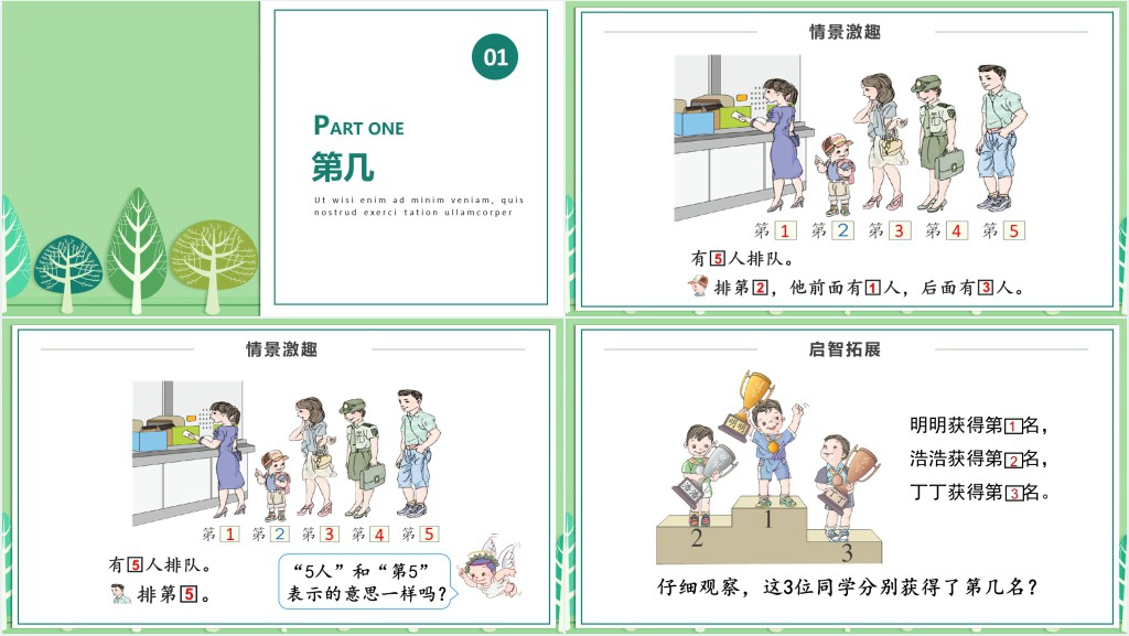 人教版小学一年级数学上册第三课第二课时:1~5的认识和加减法——第几、分与合PPT课件 人教版小学一年级数学上册第三课第二课时:1~5的认识和加减法——第几、分与合PPT课件