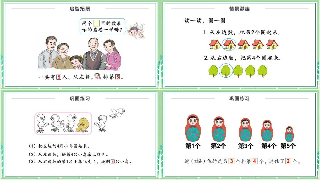 人教版小学一年级数学上册第三课第二课时:1~5的认识和加减法——第几、分与合PPT课件 人教版小学一年级数学上册第三课第二课时:1~5的认识和加减法——第几、分与合PPT课件