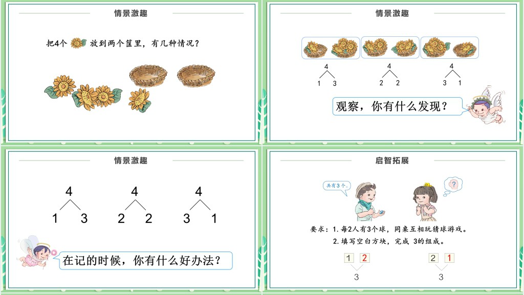 人教版小学一年级数学上册第三课第二课时:1~5的认识和加减法——第几、分与合PPT课件 人教版小学一年级数学上册第三课第二课时:1~5的认识和加减法——第几、分与合PPT课件