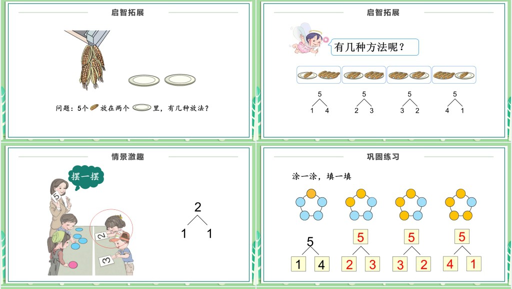 人教版小学一年级数学上册第三课第二课时:1~5的认识和加减法——第几、分与合PPT课件 人教版小学一年级数学上册第三课第二课时:1~5的认识和加减法——第几、分与合PPT课件