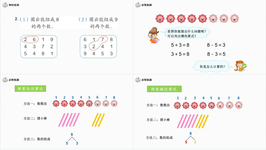 人教版小学一年级数学上册第五课第二课时：6~10的认识和加减法——8和9PPT课件