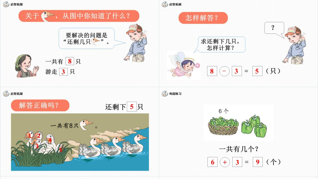 人教版小学一年级数学上册第五课第二课时：6~10的认识和加减法——8和9PPT课件