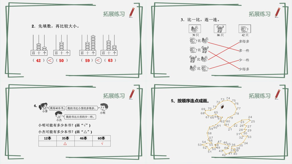 人教版小学一年级数学下册第四课:100以内数的认识(二)——数的顺序 比较大小PPT课件 人教版小学一年级数学下册第四课:100以内数的认识(二)——数的顺序 比较大小PPT课件