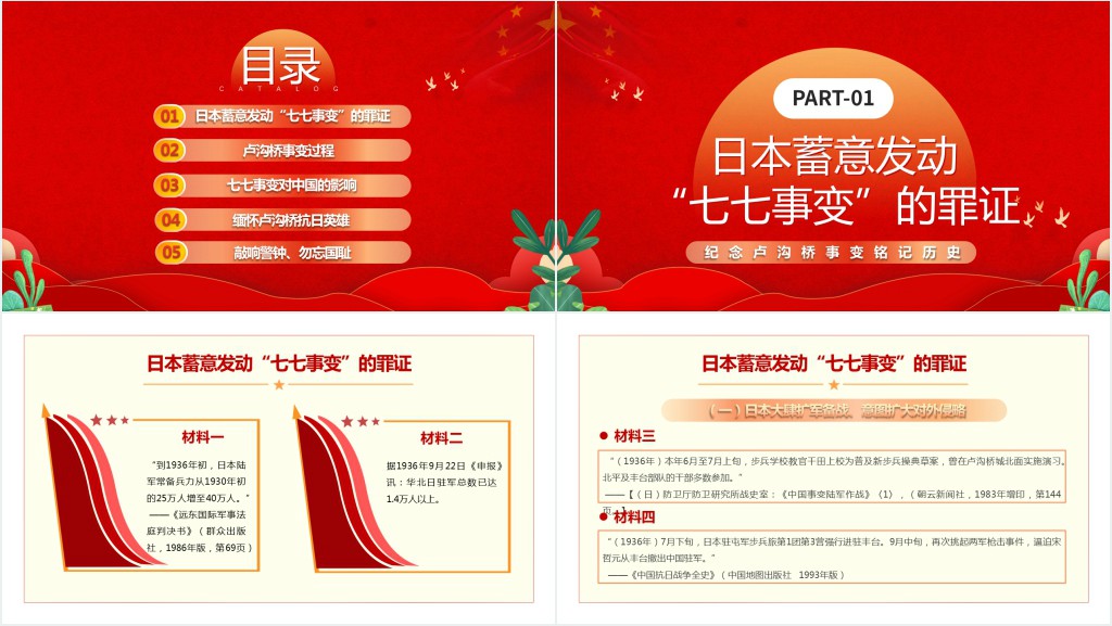 纪念七七事变纪念卢沟桥事变铭记历史专题PPT党课 纪念七七事变纪念卢沟桥事变铭记历史专题PPT党课