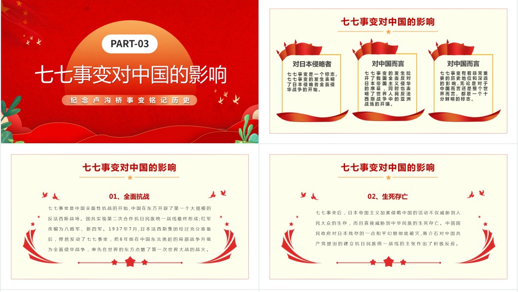 纪念七七事变纪念卢沟桥事变铭记历史专题PPT党课 纪念七七事变纪念卢沟桥事变铭记历史专题PPT党课