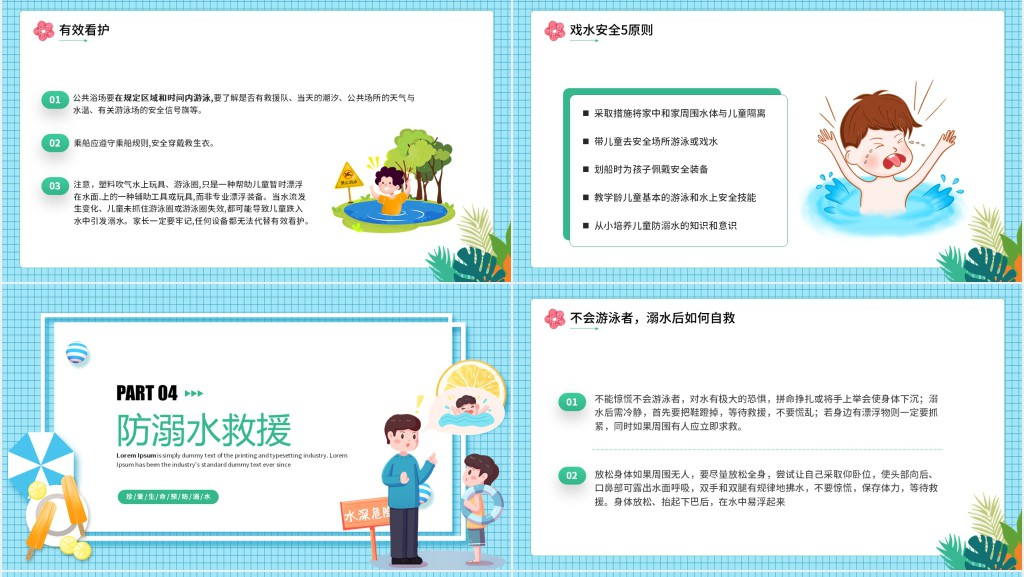 小孩子夏季防溺水安全教育PPT课件