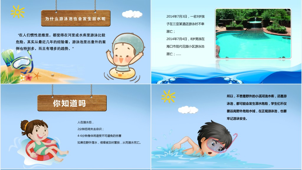 卡通风小学生防溺水安全知识PPT课件 卡通风小学生防溺水安全知识PPT课件