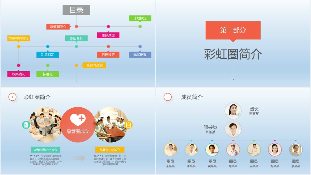 彩虹圈品管圈qcc成果汇报PPT模板 彩虹圈品管圈qcc成果汇报PPT模板