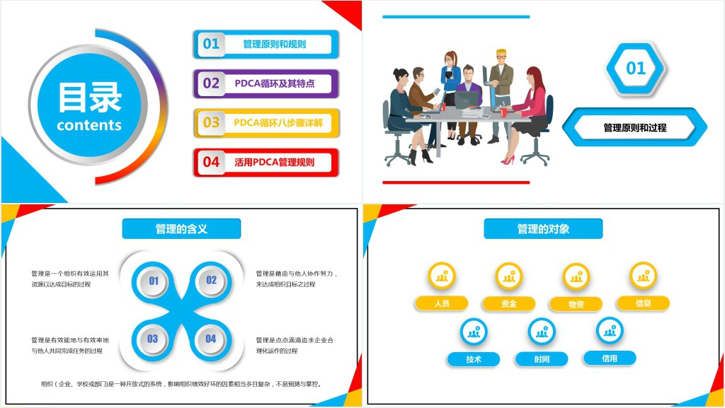 多彩商务微粒体PDCA企业通用品管圈PPT模板