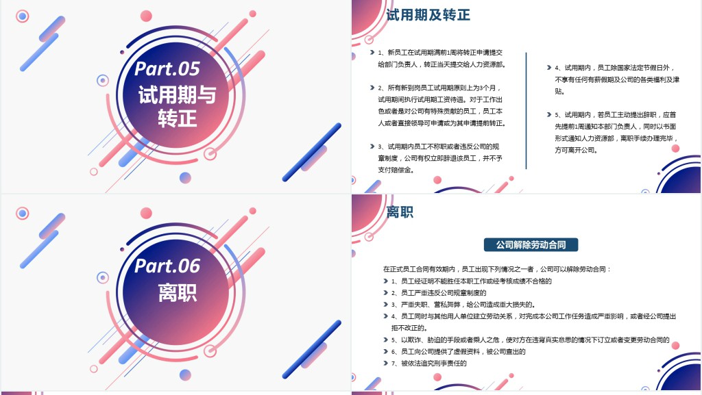人事管理制度学习PPT简洁几何风人力资源人事部门新员工业务培训课件下载
