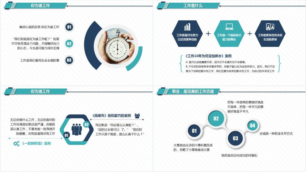 原创简约企业职场新入职员工心态培训PPT