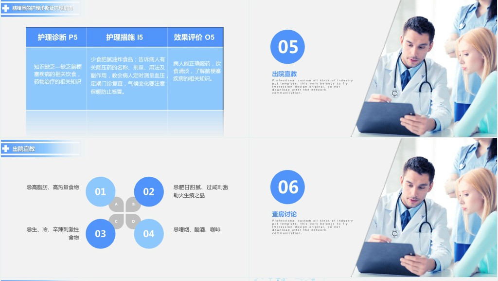 护理查房脑梗塞的护理PPT模板