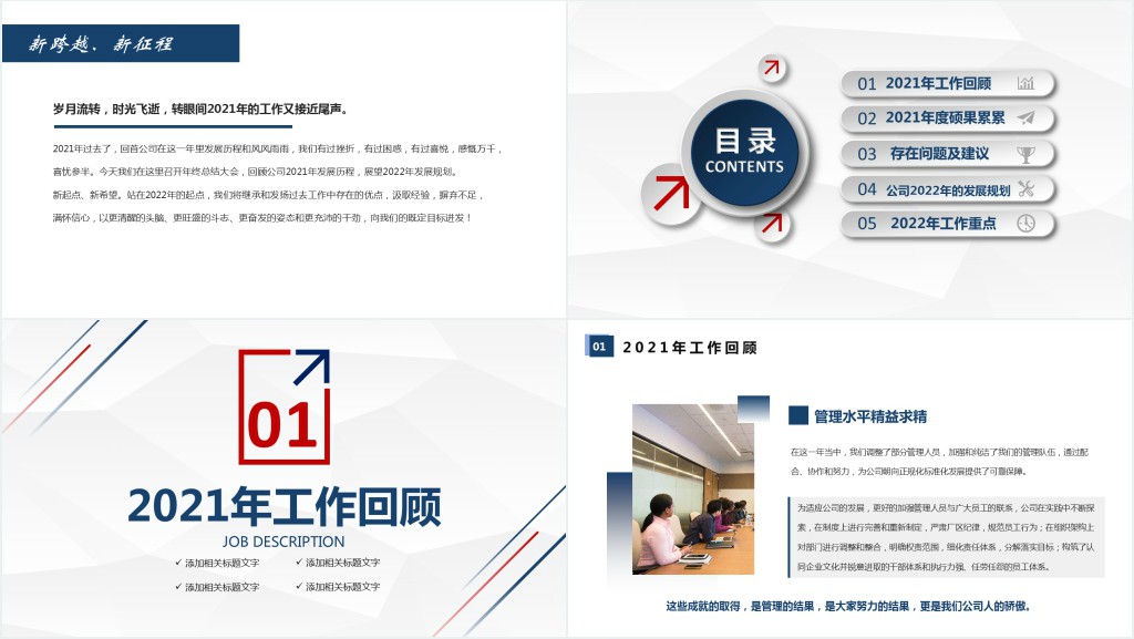 总经理年度工作总结PPT简洁商务风部门经理年终工作汇报新年工作计划模板下载
