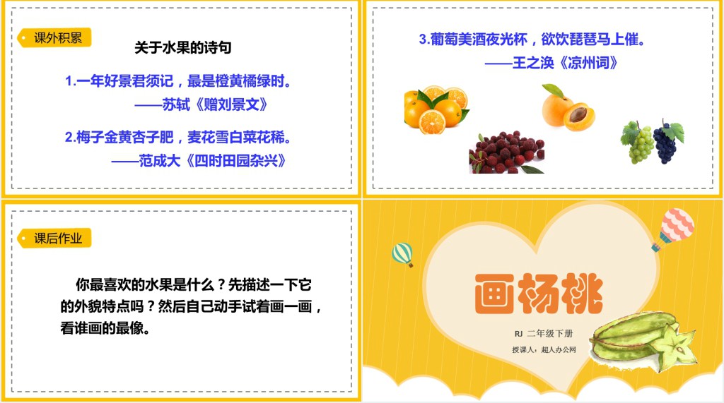 部编人教版小学二年级语文下册画杨桃PPT课件 部编人教版小学二年级语文下册画杨桃PPT课件