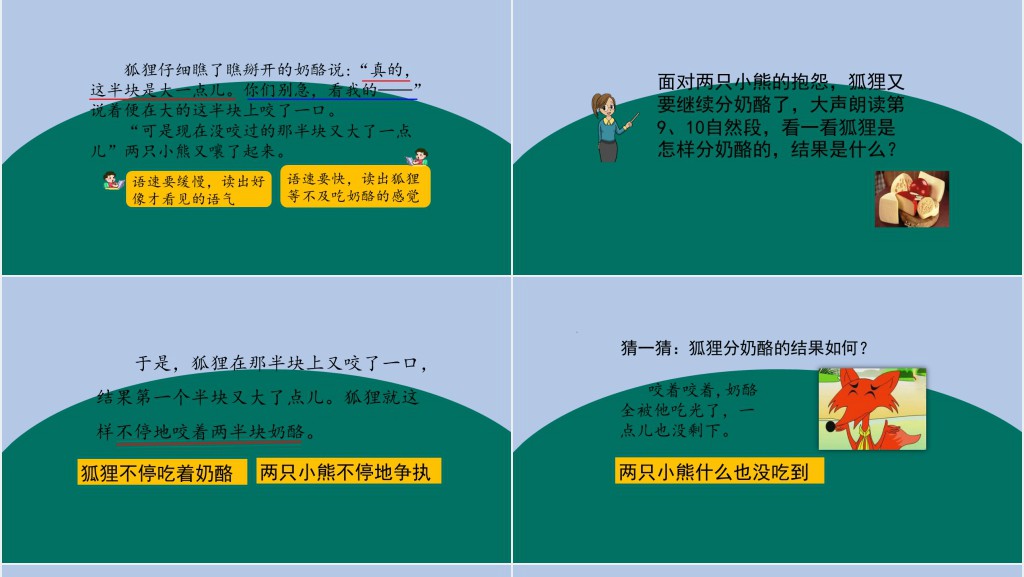 部编人教版小学二年级语文上册狐狸分奶酪PPT课件 部编人教版小学二年级语文上册狐狸分奶酪PPT课件