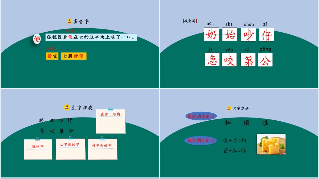 部编人教版小学二年级语文上册狐狸分奶酪PPT课件 部编人教版小学二年级语文上册狐狸分奶酪PPT课件