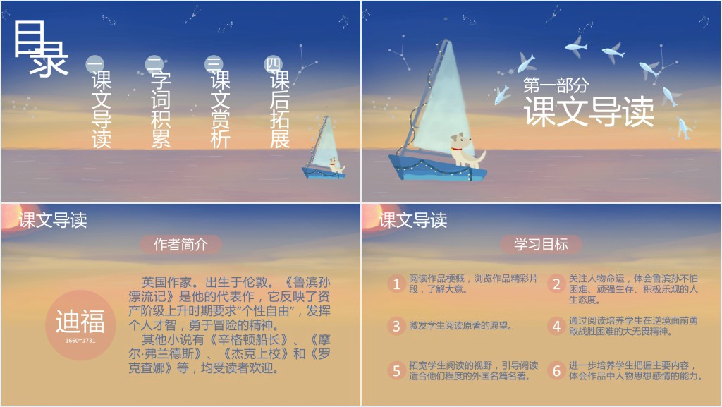 人教版小学六年级语文鲁宾逊漂流记PPT课件