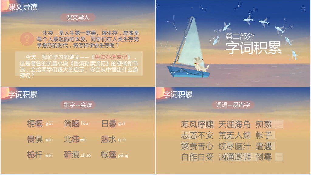 人教版小学六年级语文鲁宾逊漂流记PPT课件
