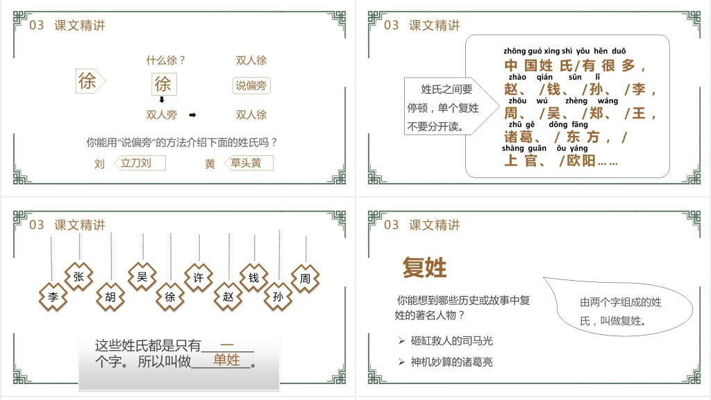 部编人教版小学一年级语文下册姓氏歌PPT课件 部编人教版小学一年级语文下册姓氏歌PPT课件