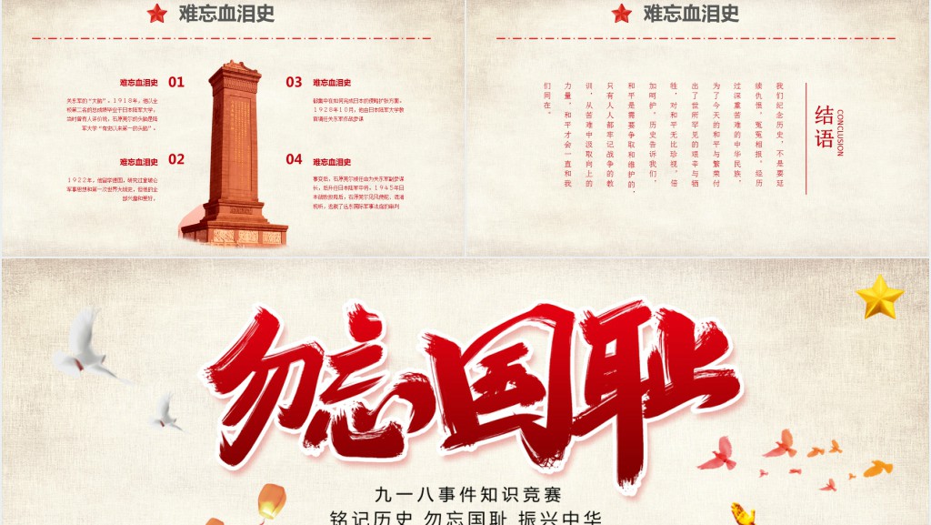 勿忘国耻九一八知识竞赛PPT模板