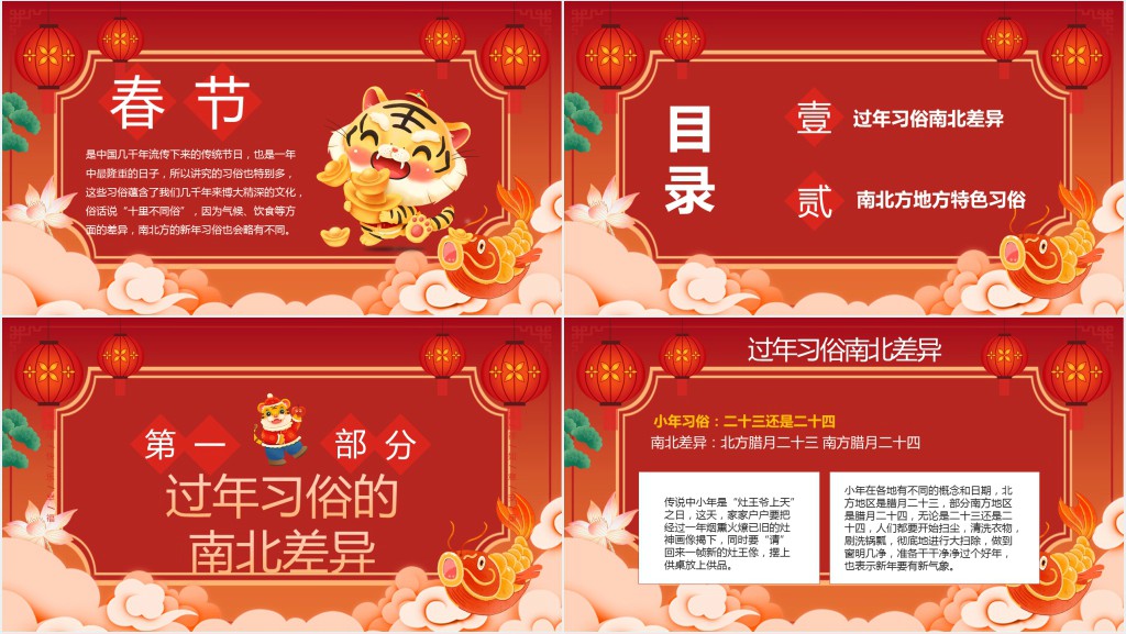 南方与北方春节文化习俗PPT模板 南方与北方春节文化习俗PPT模板
