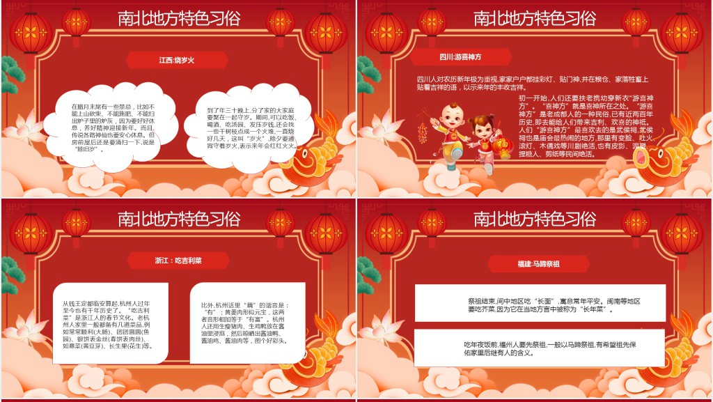 南方与北方春节文化习俗PPT模板 南方与北方春节文化习俗PPT模板