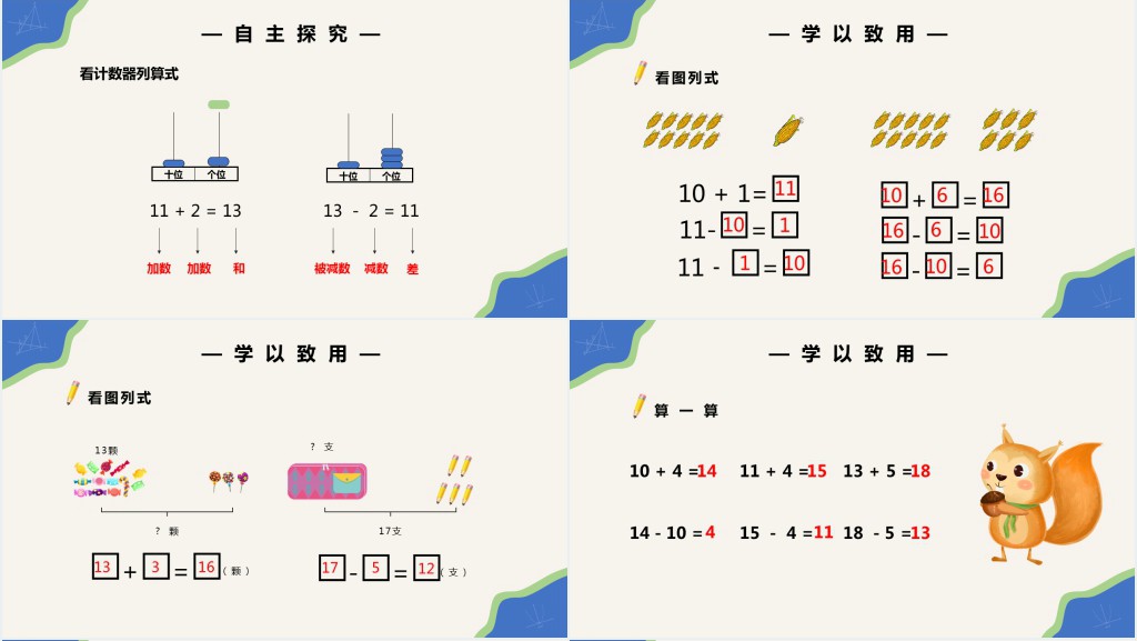 部编版一年级上册数学10加几十几加几及相应减法PPT课件 部编版一年级上册数学10加几十几加几及相应减法PPT课件