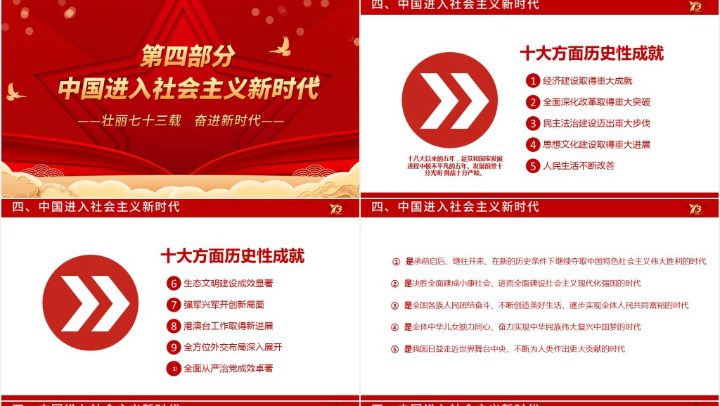 壮丽73载奋进新时代PPT党课 壮丽73载奋进新时代PPT党课