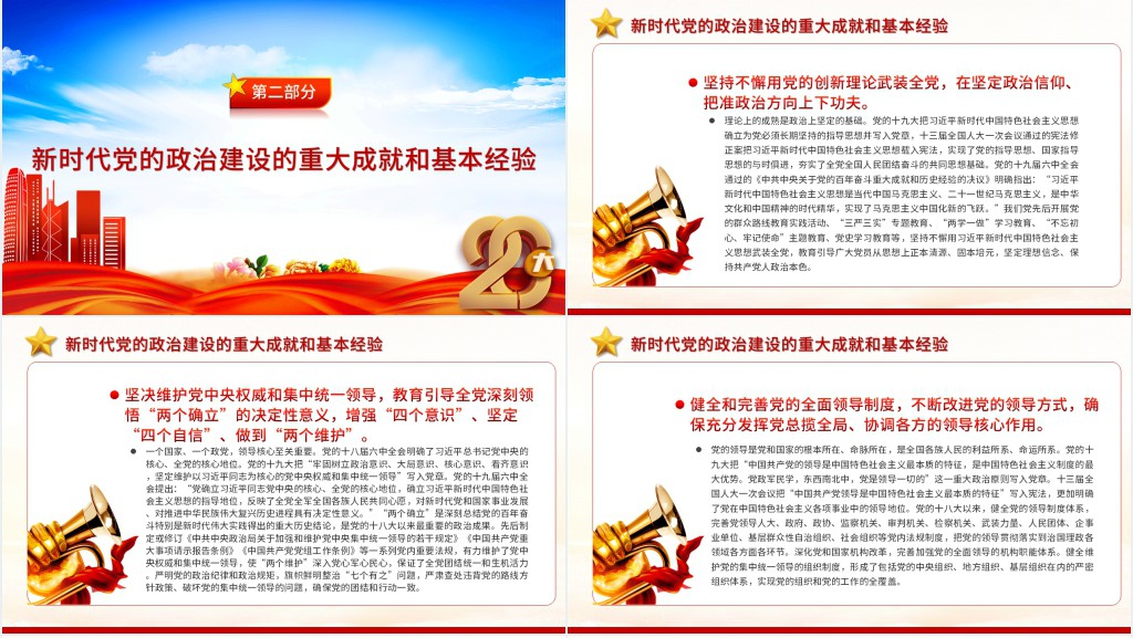 新时代党的政治建设取得重大历史性成就PPT党课 新时代党的政治建设取得重大历史性成就PPT党课