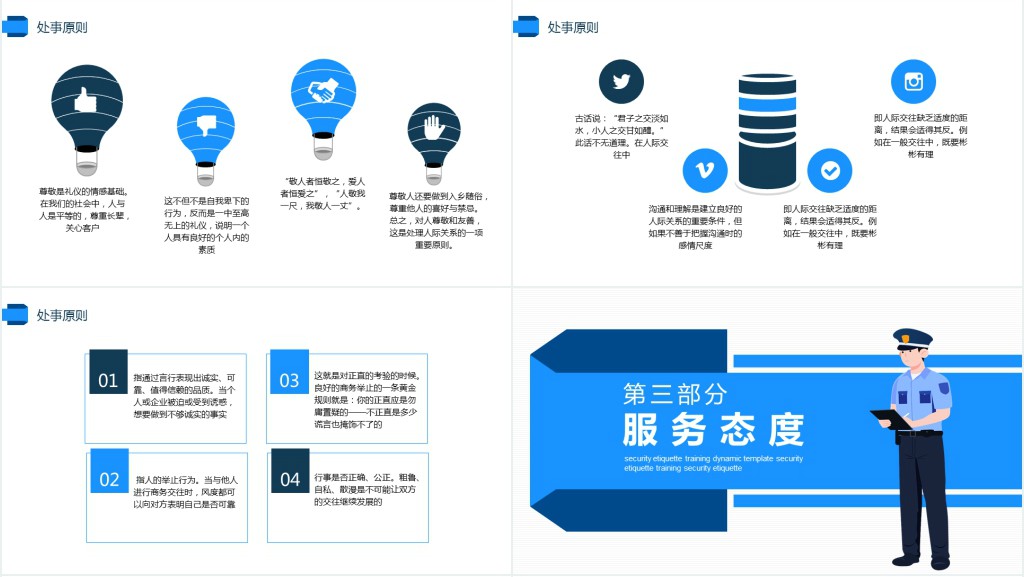保安礼仪礼貌培训PPT模板 保安礼仪礼貌培训PPT模板