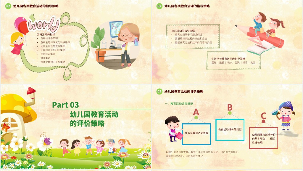 幼儿园教育活动指导的基本策略PPT模板 幼儿园教育活动指导的基本策略PPT模板