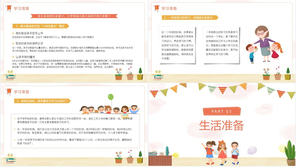 小学一年级新生入学家长会PPT模板 小学一年级新生入学家长会PPT模板