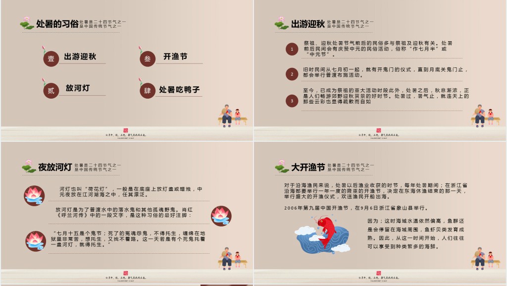 处暑节气的特点和习俗介绍PPT模板 处暑节气的特点和习俗介绍PPT模板